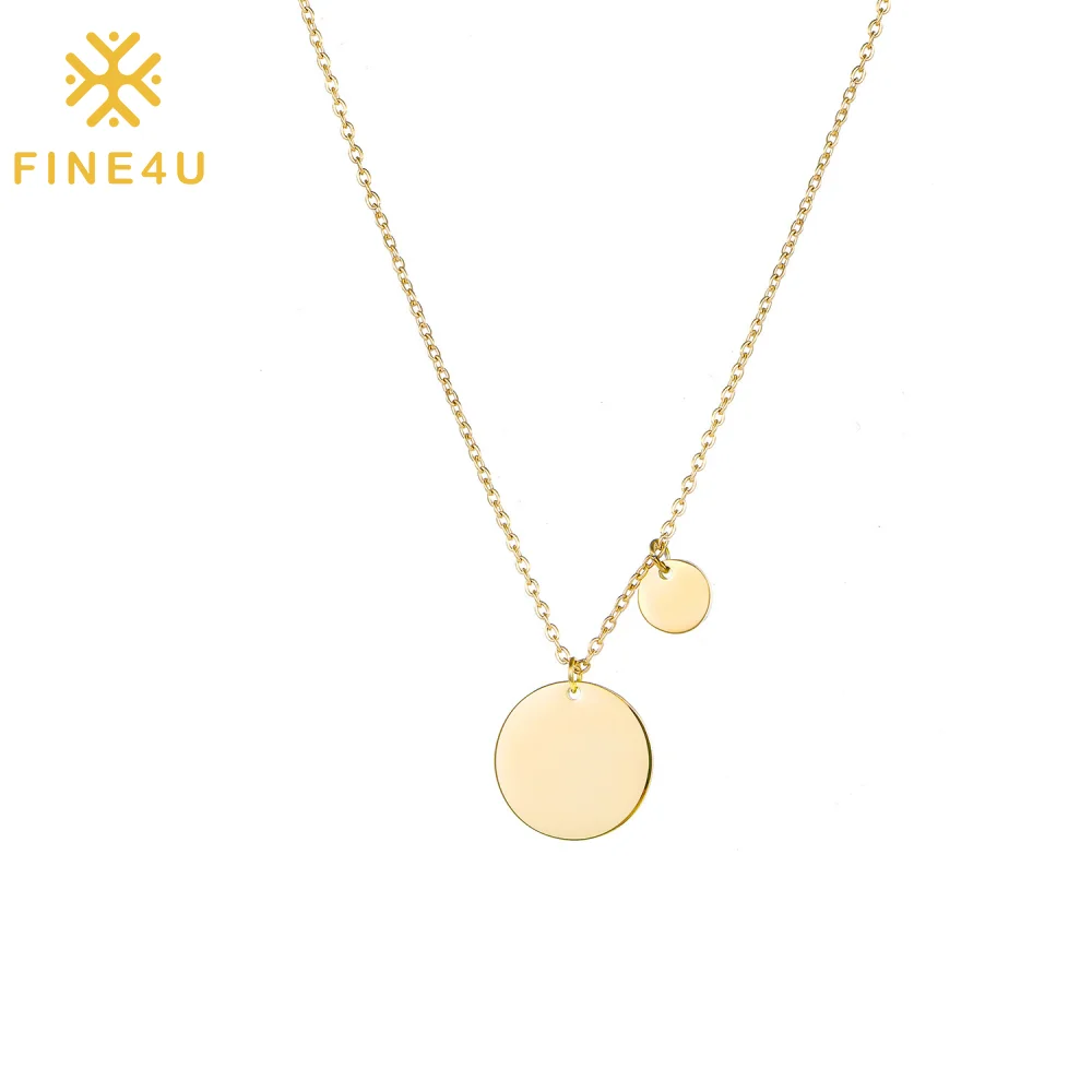 Wholesale Stainless Steel Fashion Jewelry Gold Plated Blank Laser Engraving Pendant Logo Custom Necklace