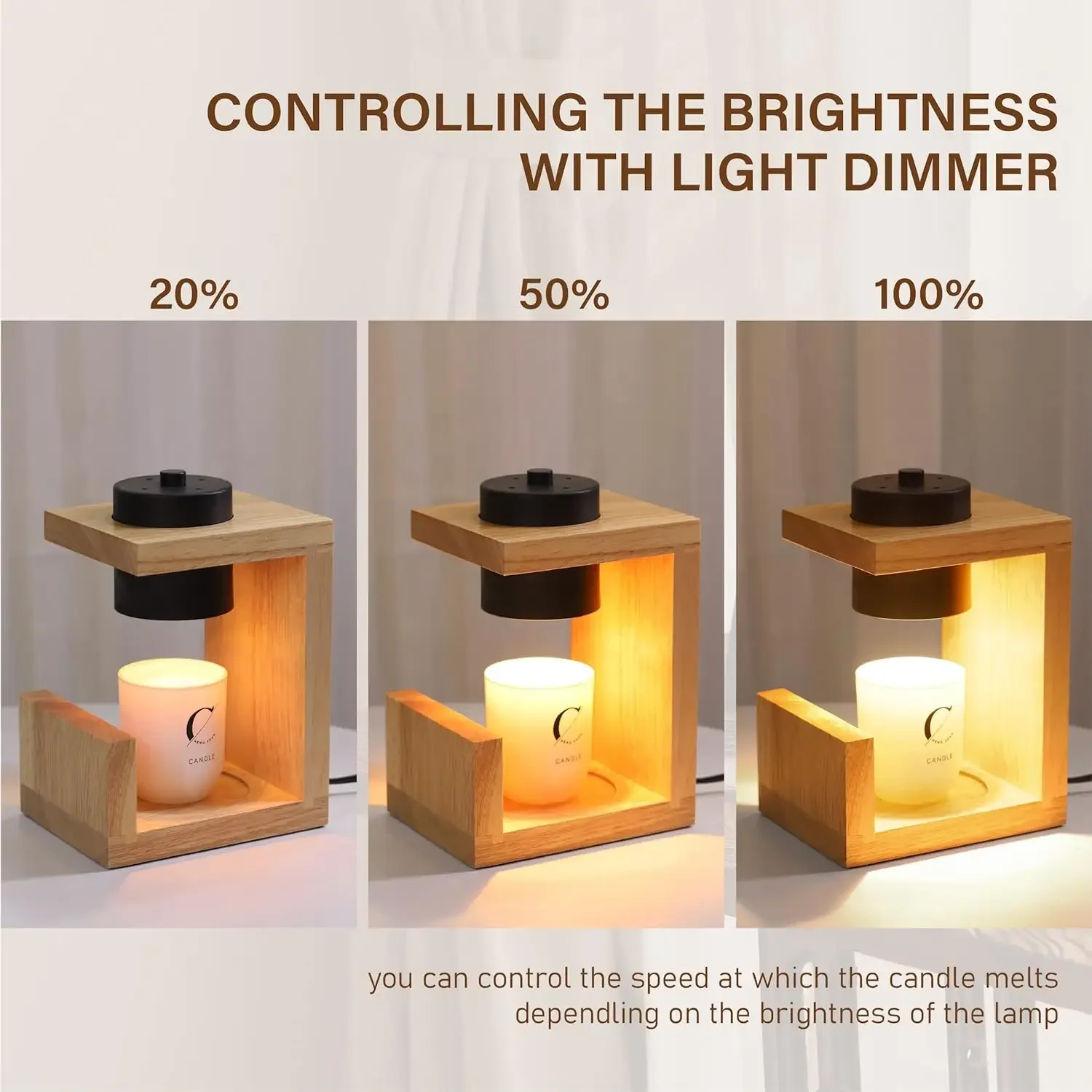 Timed Candle Heating Light Dimmer Wood Scented Wax Home Decoration Candle Lamp
