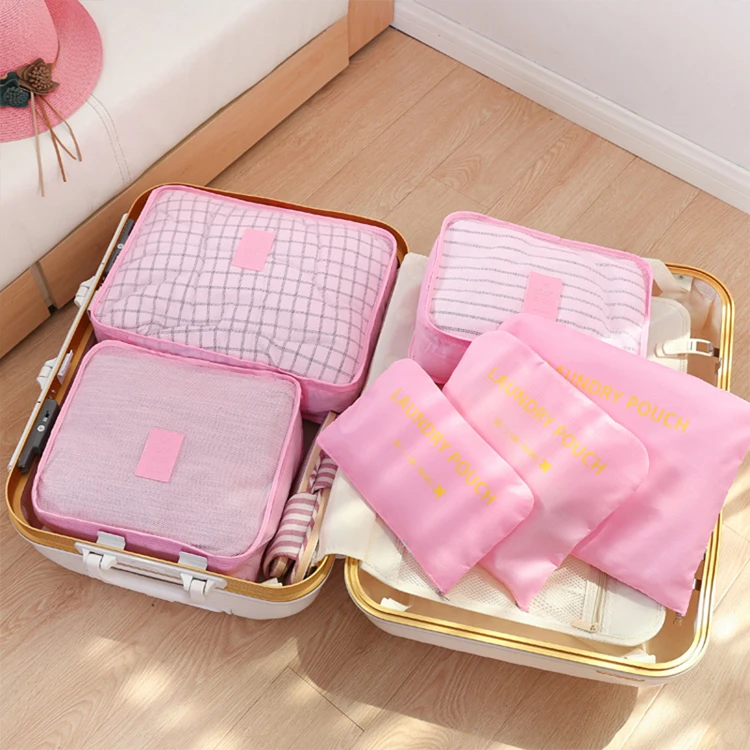 High quality 6 sets luggage travel organizer packing cubes waterproof