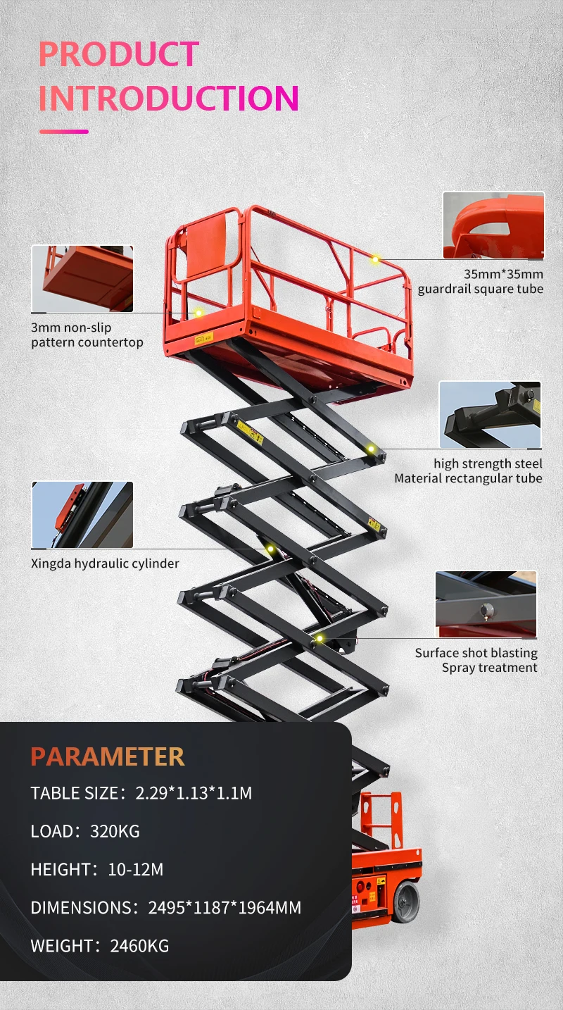 13.8m 227kg Aloft Lifting Platform Self Propelled Scissor Work Lifts