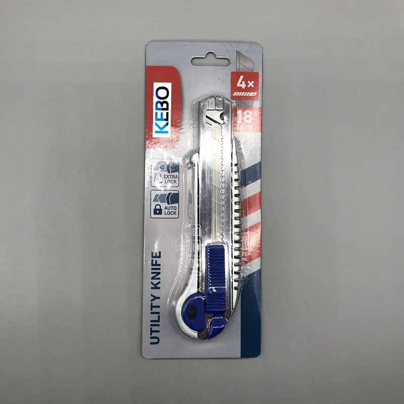 Yuyao Kebo plastic ABS utility safe box paper knife cutter 18mm with  5pcs blades