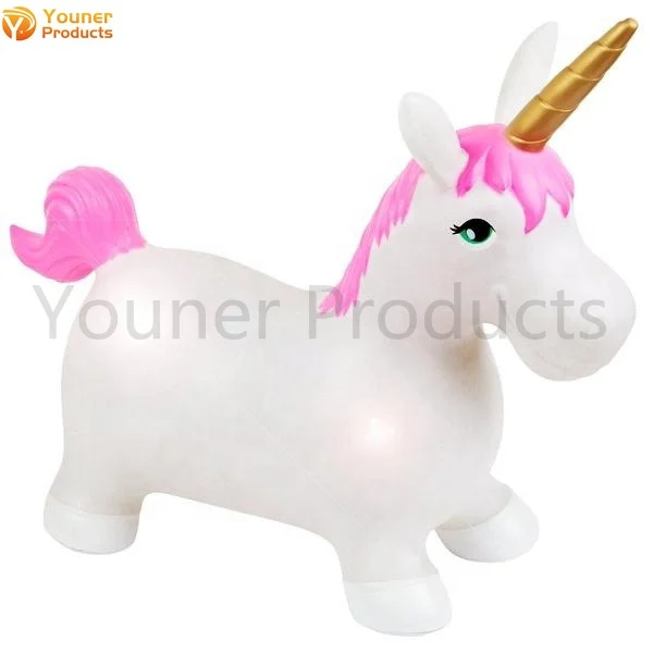 Wholesale price inflatable ride on animal toys bouncing Horse bouncy white unicorn hopper for outdoor play