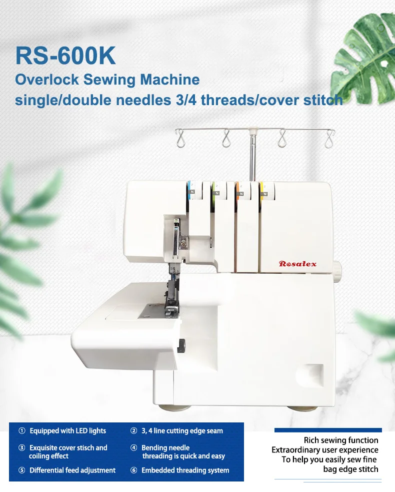 Rosatex Rs-600k  3-4 Threads Adjustable Stitch Length portable overlock sewing machine