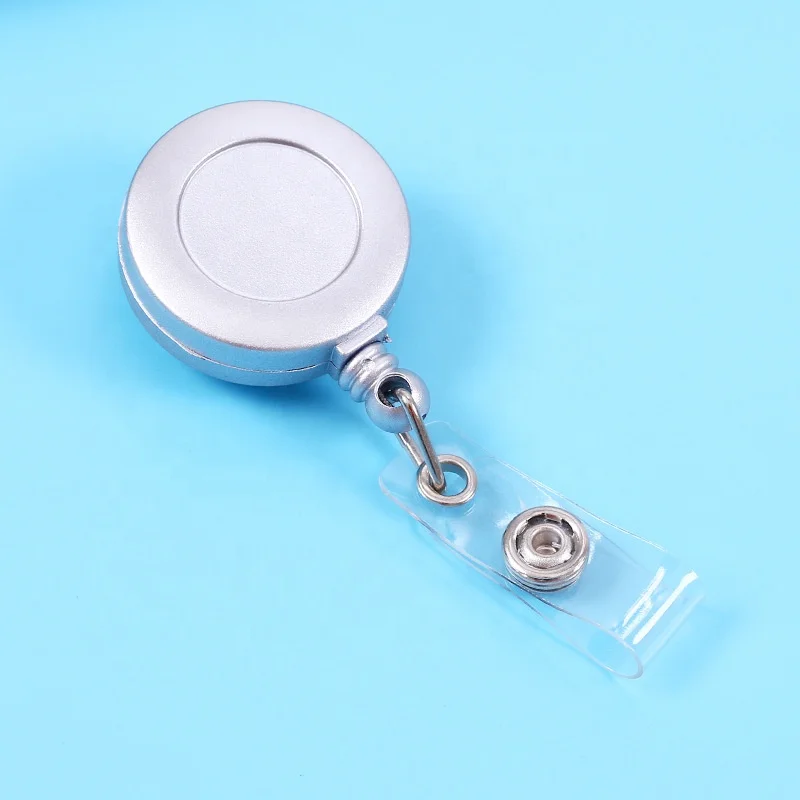 Custom Metal Like Spray Paint Plastic Retractable Badge Glitter Blank Medical Student Round Shaped Yoyo ID Card Holder Clip