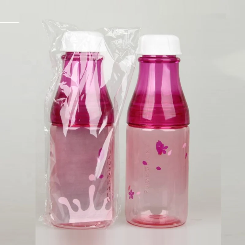 2 parts Detachable Japanese Cherry Sunny Tritan Plastic Portable Milk Sports Coke cola Soda Water Bottle