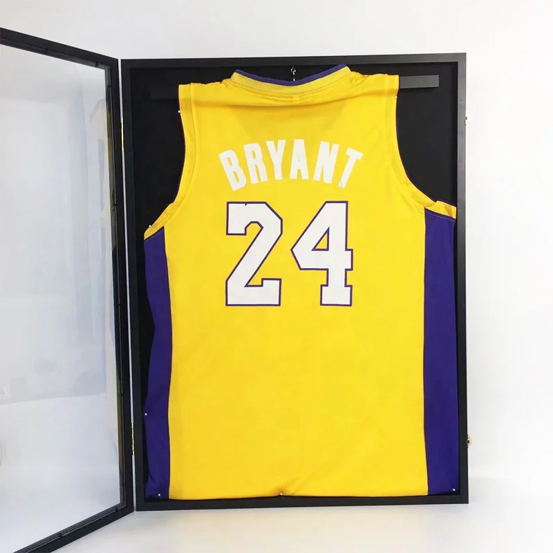 Large Lockable Baseball Basketball Football Shadow Box Jersey Display Frame Case Sports Jersey Frame with Hangers