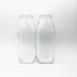 300ml empty Clear glass milk bottle Fruit juice beverage bottle glass drink bottle With Plastic anti-theft cover