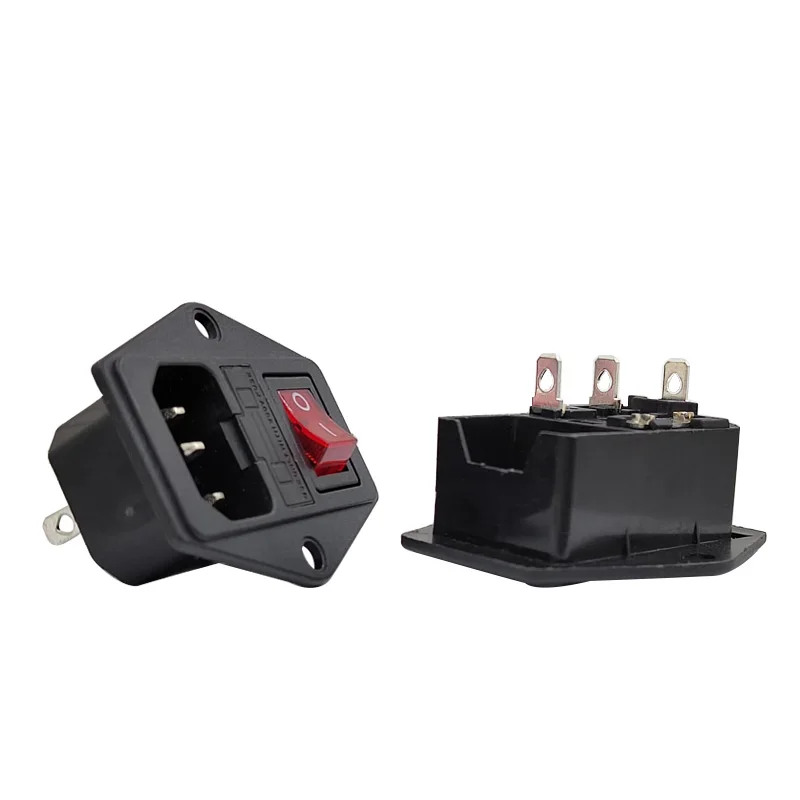 1/2 3 Pin IEC320 C14 Inlet Module Plug 5A Fuse Switch Male Power Socket 10A 250V For Lab Equipment