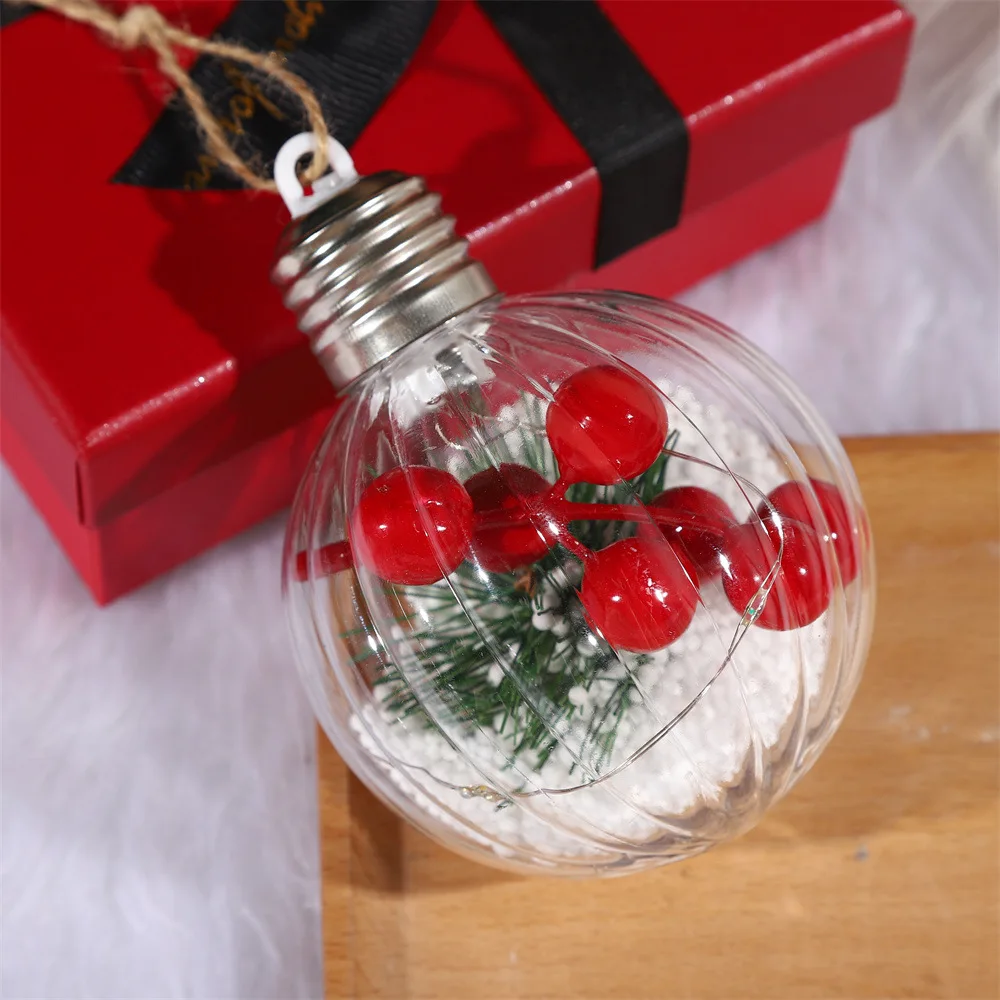 Luxury Personalize Plastic Baubles Lights Up 8 Cm Led Plastic Christmas Tree Balls