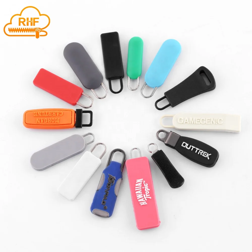  High quality rubber zipper slider 3# 5# Soft pull Bag plastic