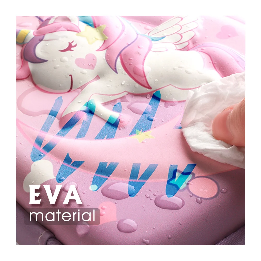 Best Selling In Stock Wholesale 3D Blue Pink Unicorn Pen bag case Custom Eva Hard Bulk Stationery Pencil Case for Kids