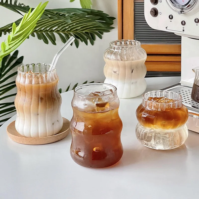 Glass Coffee Mug Breakfast Milk Mug Iced American latte cup Juice cold drink water cup