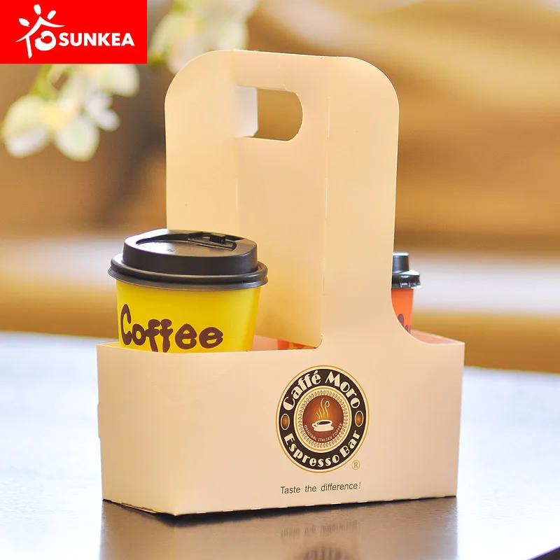 With handle reusable cardboard coffee paper cup holder