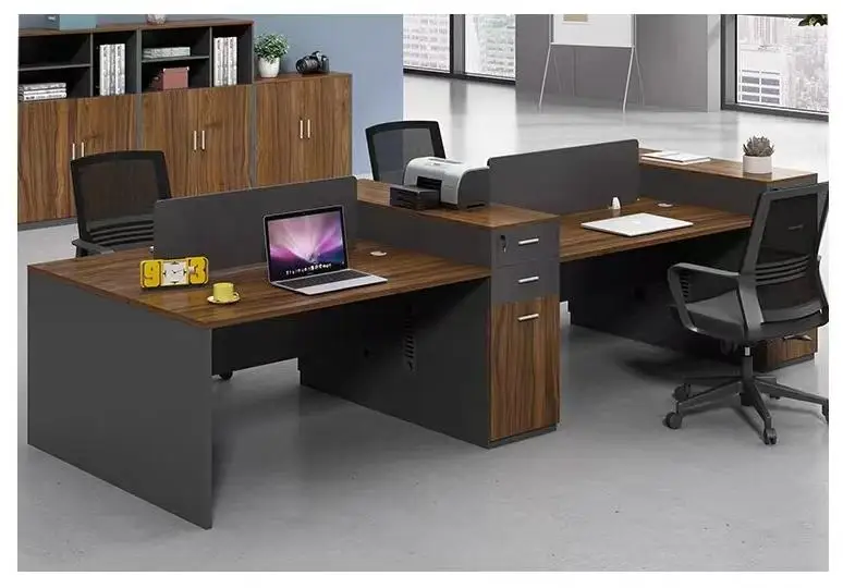 High quality 3 person partition workstation tables with wire box computer desk