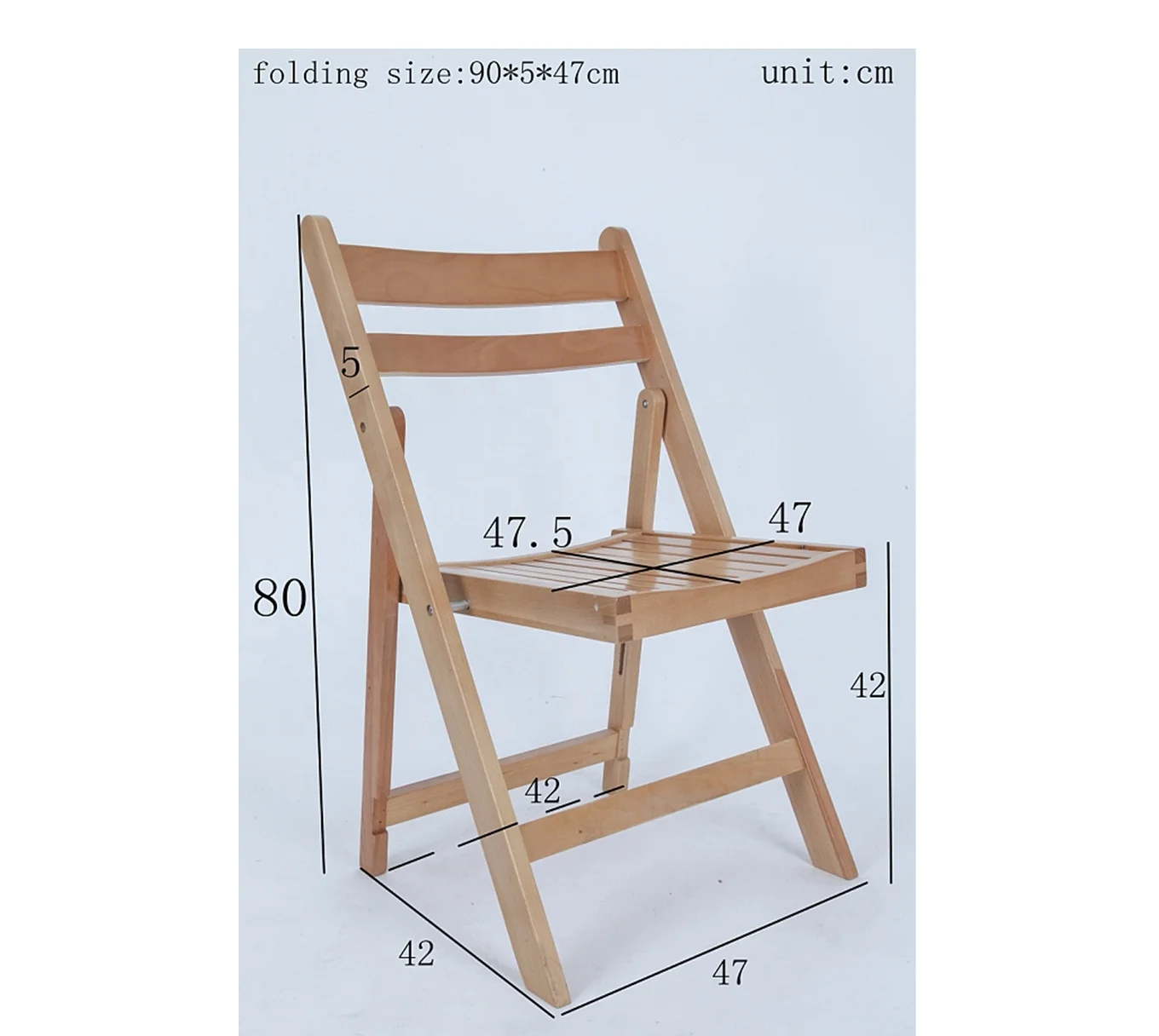 Portable White Wooden Slatted Seat Folding Chairs for Outdoor Garden Event Party