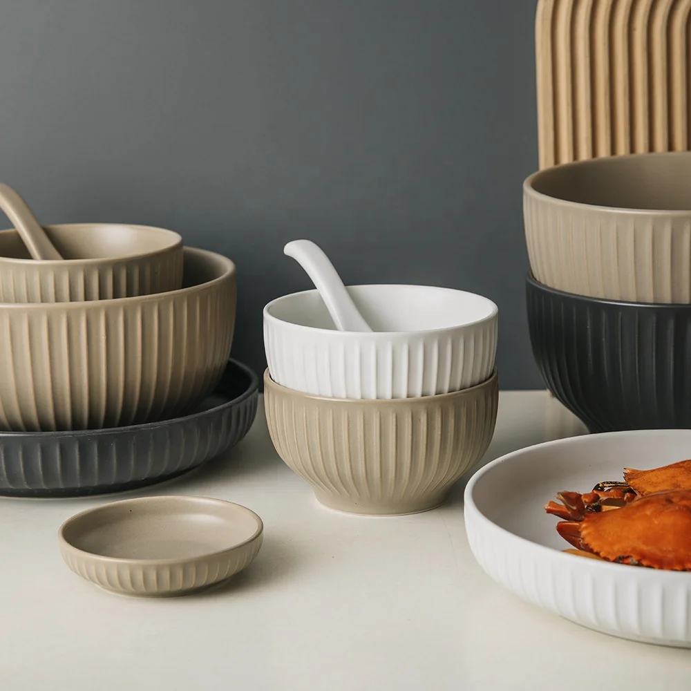 3.5-Inch Ceramic Round Dish Matte Dark Grey Color Glazed Ceramic Embossed Dinner Dish for Home Hotel Restaurant Wedding Party