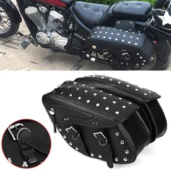 Hot Sale Motorcycle Bag PU Leather Black Saddlebag Side Bags Motorbike Saddle Leather Bag For Harley Sportster 1200XL 883