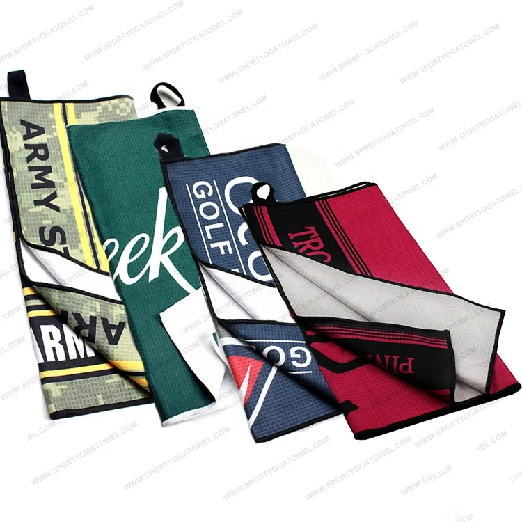 Professional Custom Personalized Printed Waffle Microfiber Golf Towels