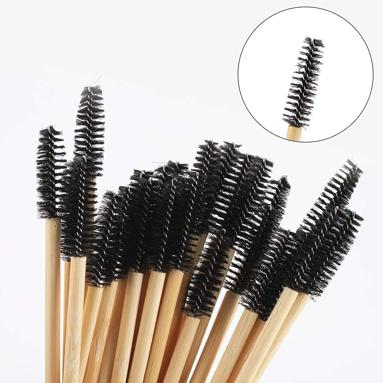 Reusable Lash Brush Lash Wand Brush Mascara Brush with Bamboo Handle