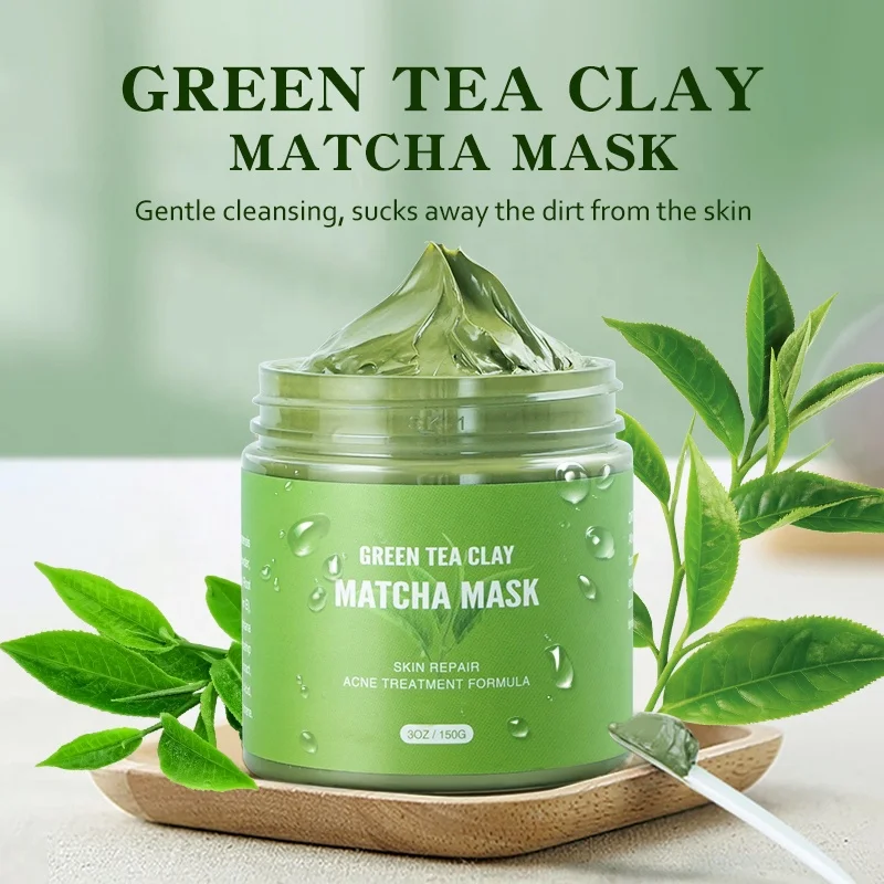 Private Label Reduce Acne Pore Cleaning Oil Control Kaolin Natural Green Tea Matcha Clay Mask