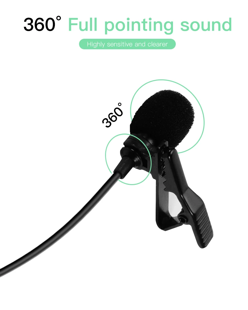 
Portable Mini Microphone 3.5mm Mic Professional Wired Hands Free Clip Microphone for Iphone Type C Lavalier Lapel Microphone 