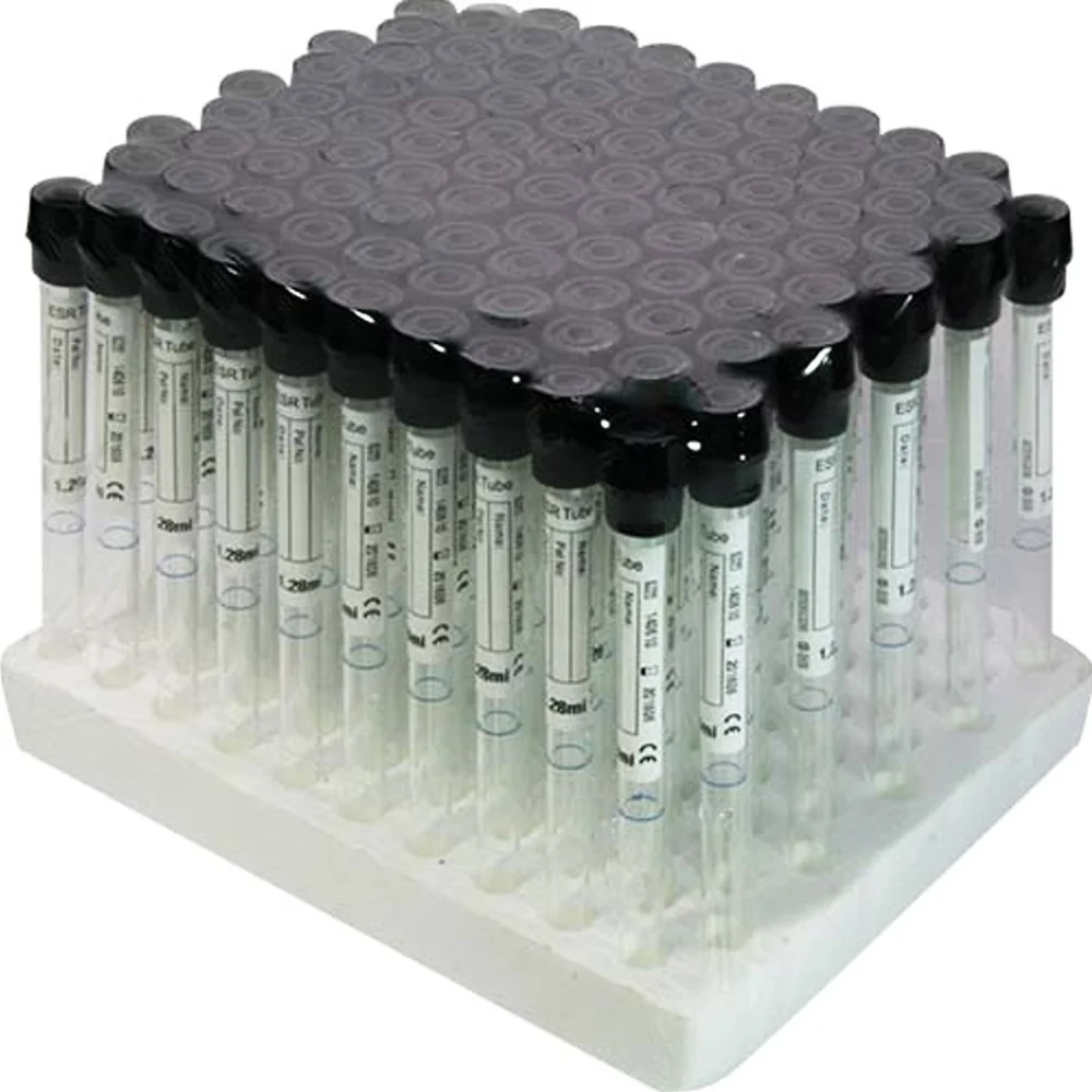 ESR Analyzer Disposable Black Vacuum ESR Sodium Citrate 3.8% Glass Tube