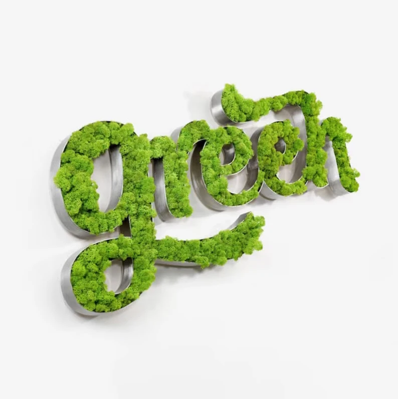 Custom Moss Sign Letters Moss Company logo Fillable Metal Letter Moss Logo Sign for Wall Decoration