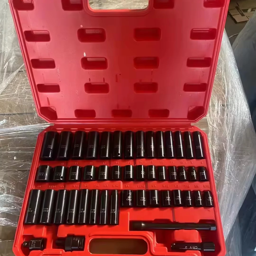 PEXMARTOOLS 50PCS 3/8 inch Drive ir Impact Sockets Pneumatic Impact Wrench with Set of Sockets A Set Socket Impact Wrench Set