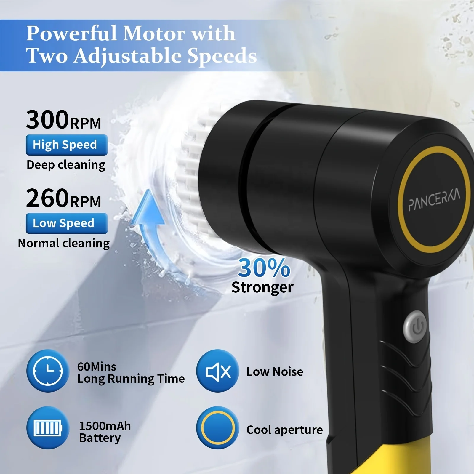 PANCERKA electric cleaning brush electric spin scrubber cleaning brush for floor bowl car sofa