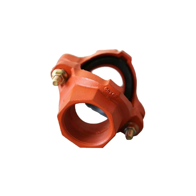 Epoxy high quality ductile iron mechanical cross outlet grooved flexible rigid coupling