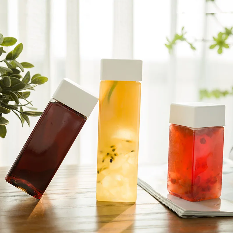 wholesale 300ml 500ml 12oz customized square round clear plastic bottles for juice
