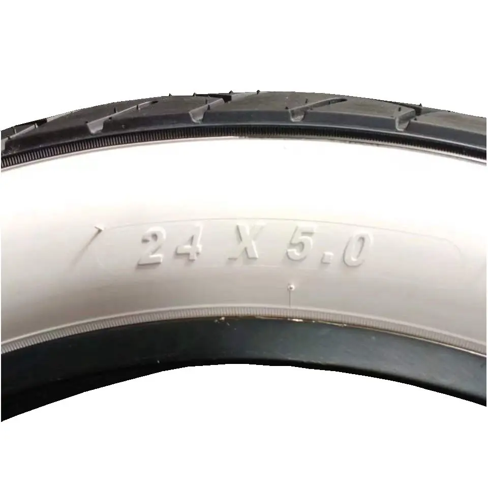 24X5.0 Road Fat E Bike Tire / Aluminum Frame Bike Tire / MTB Black Color White Wall Bicycle Fat Tire