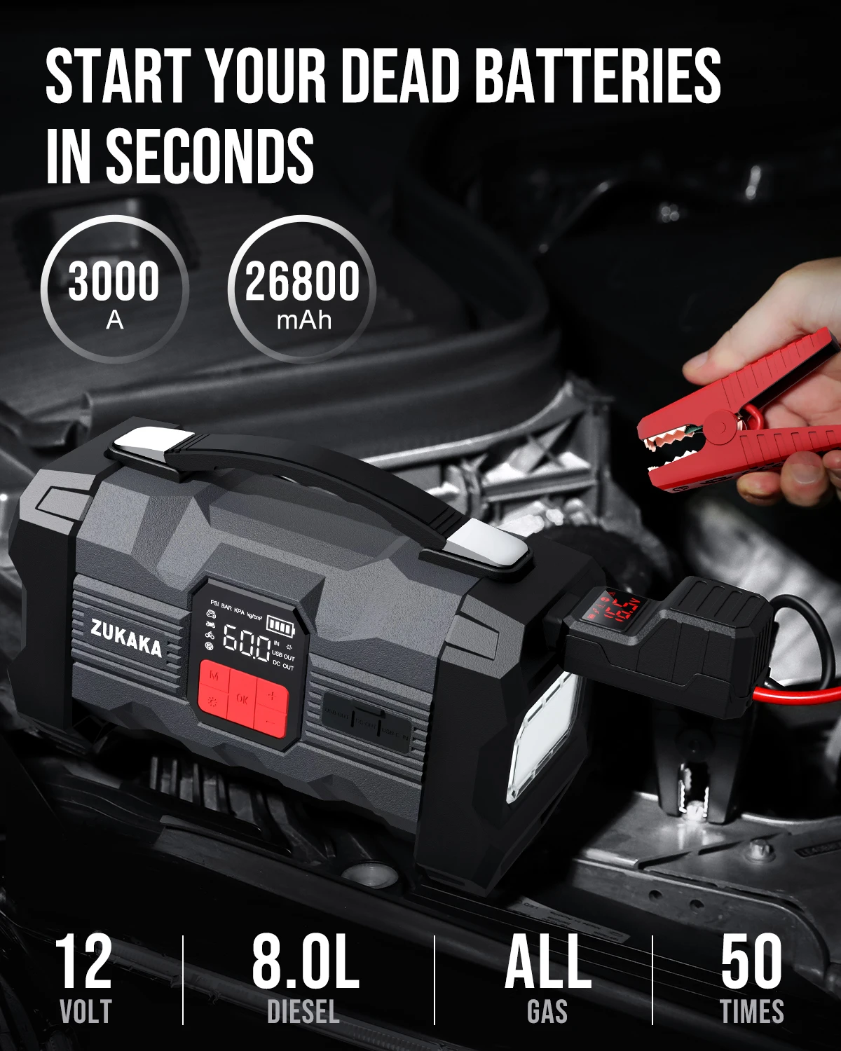 21000mah jump starter 2 and 1 car jump starter and compressor car jump starter with air compressor set