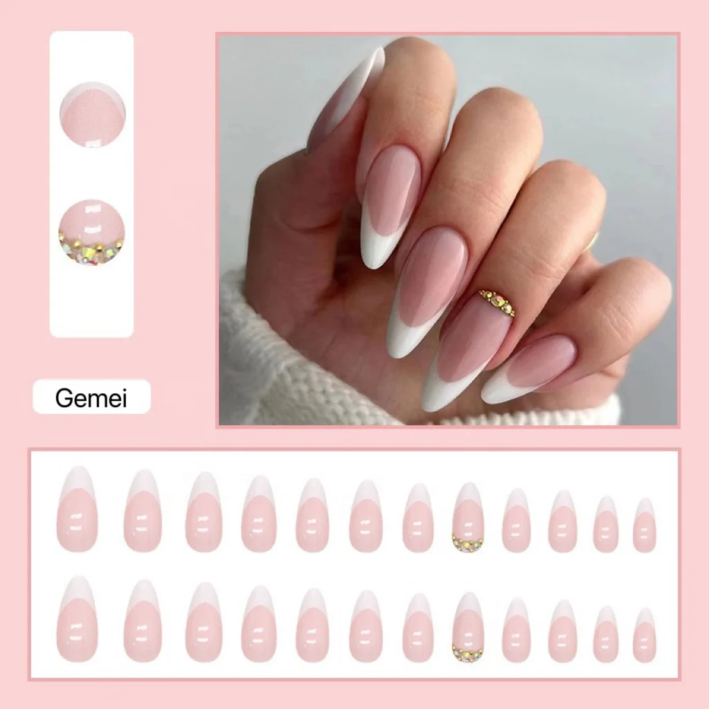 Popular Minimalist French Almond Shaped Enhancements Finished Girl Gentle Press On Nails