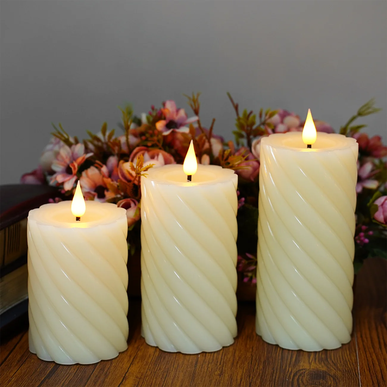 led flameless candle helical Solid wax Christmas candle Church prayer candle wedding