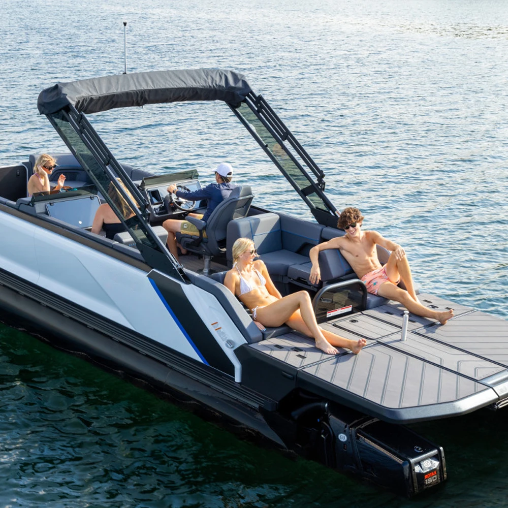 2025 New Design 27ft Aluminum Luxury Fishing Yacht Fish Pontoon Boat For Family Party For Sale