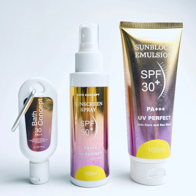 OEM organic mineral sample free sunscreen spray waterproof sun block whitening creme solaire private label spf 50 sunscreen