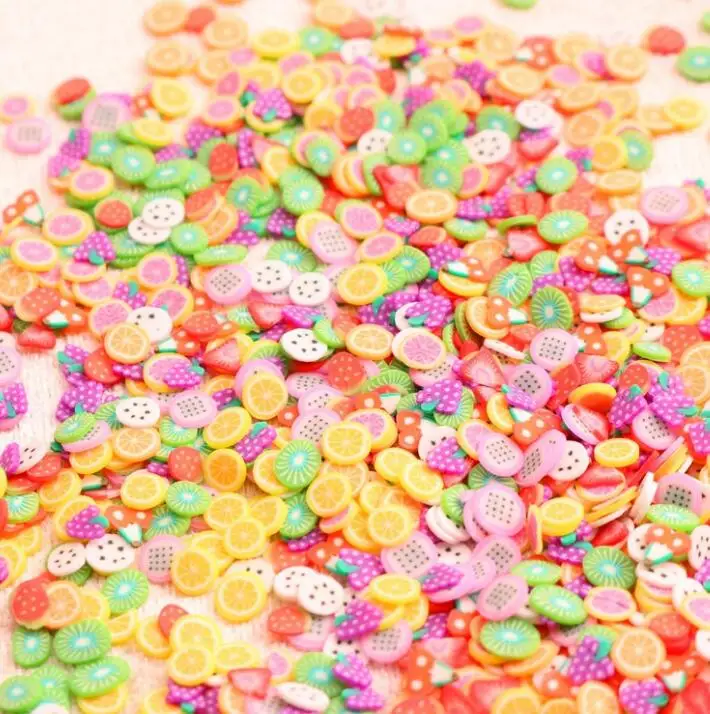 Hot Selling 1000g New 3D polymer clay Sprinkles Tiny Polymer Fruit Slices For Slime DIY Designs Decorations
