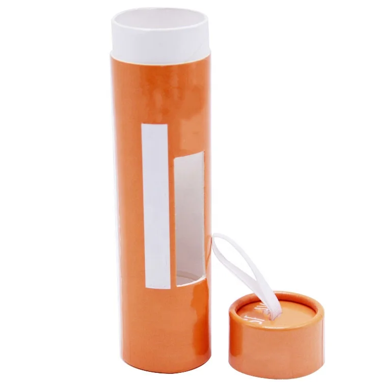 Custom eco-friendly cardboard container deodorizing twisted paper tube packaging with window and ribbon