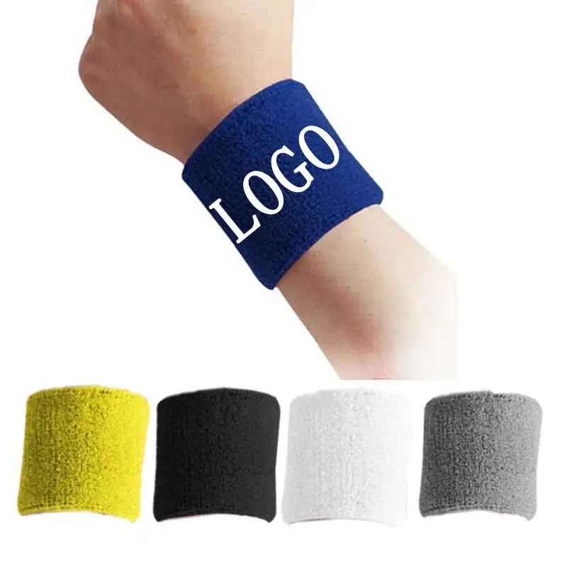 High Quality Unisex Sports Tennis Badminton  Absorb Sweat Polyester Cotton Wrist Sweatband Sports Wristband