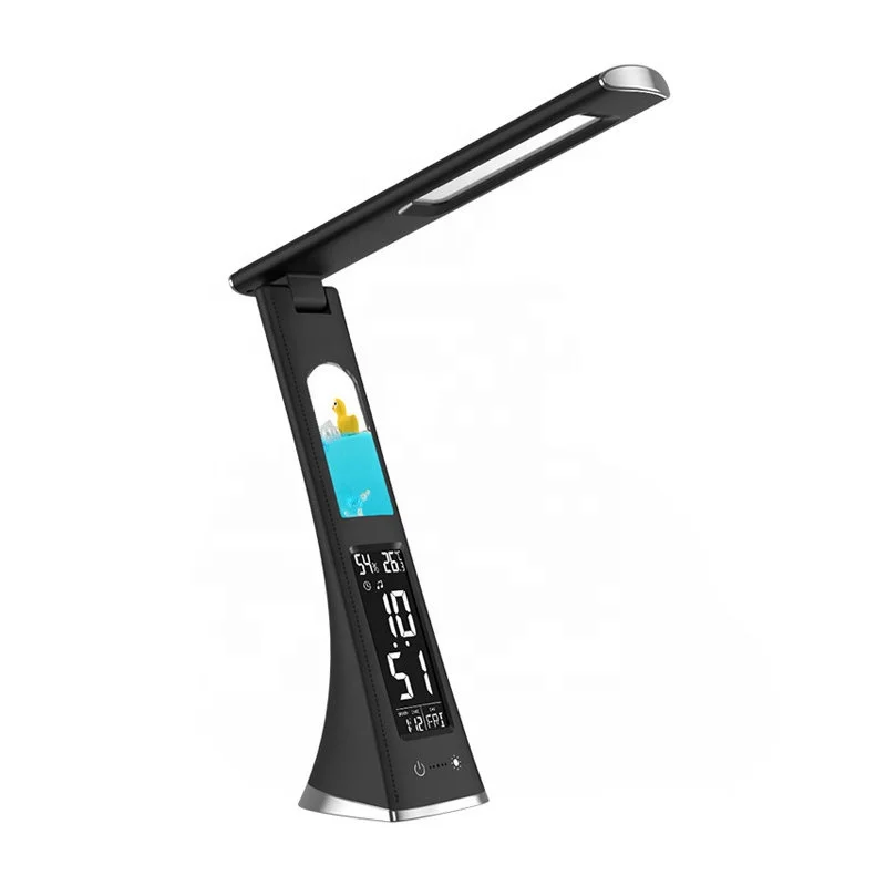 LED Bedroom Bedside Lamp Smart Rechargeable Reading USB Desk Light Lamp With Humidity Thermometer Alarm Clock Weeks Date Display
