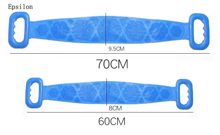 Epsilon Double-Sided Rubbing Silicone Brushes Bath Towels Back Massager Silicone Bath Towel Belt