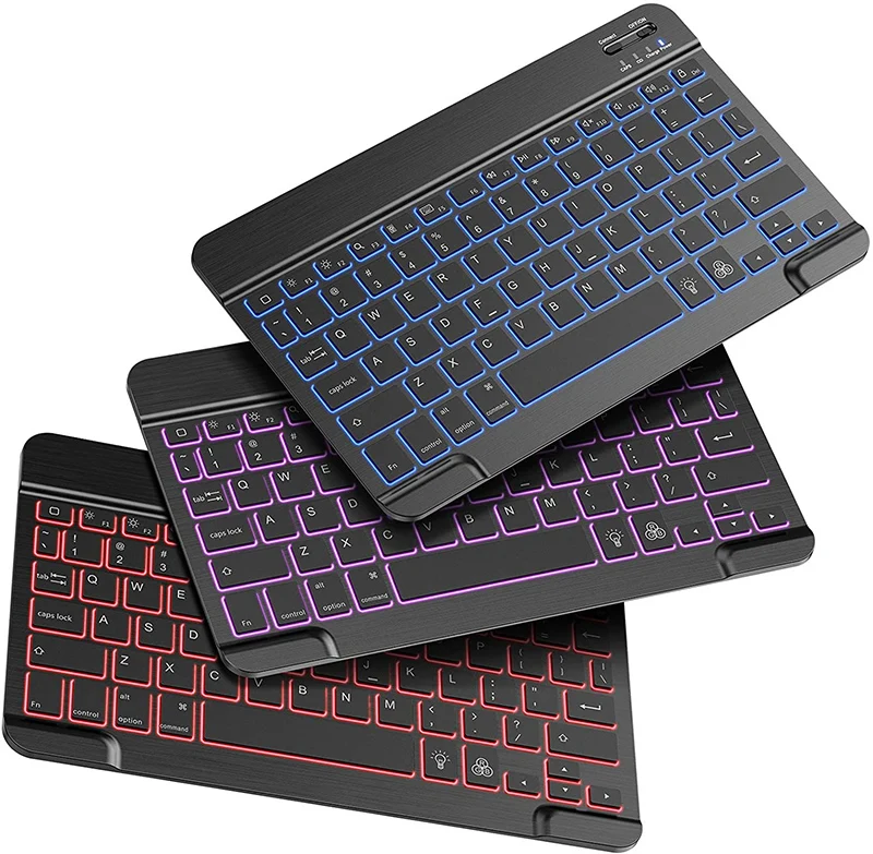 7 Color Backlit Rechargeable Wireless BT Backlit Keyboard for iPad 7th 10.2 for iPad Pro 10.5/9.7/11/12.9 for iPad Mini