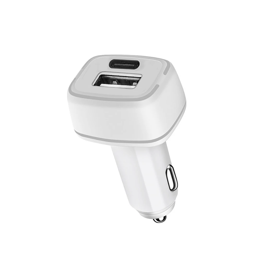 Зарядное устройство для автомобиля с двумя портами Usb-адаптер с usb-портами и светодиодным индикатором C автомобильное зарядное устройство типа C автомобильное зарядное устройство для iPhone 12