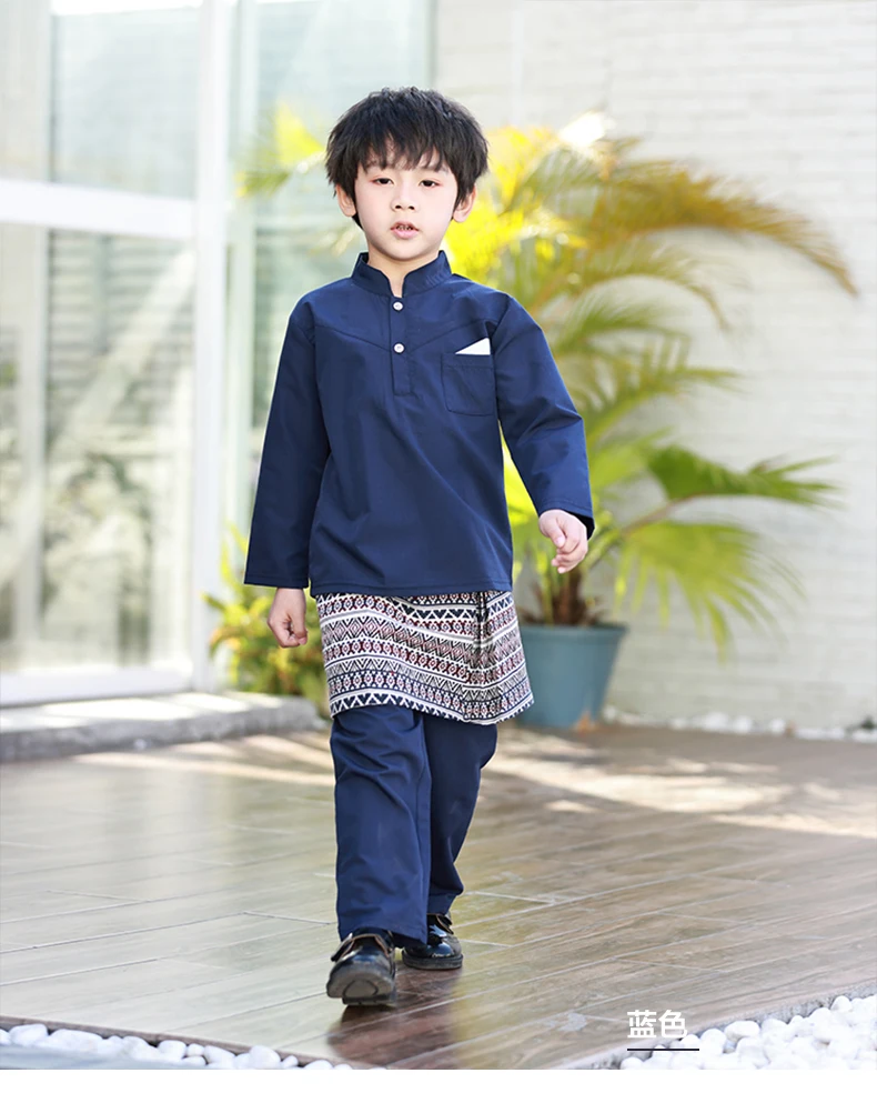 New Style Fashional Baby Boy Muslim Kids Clothes Designed 7-12Y Children Baby Muslimah Clothing Sets