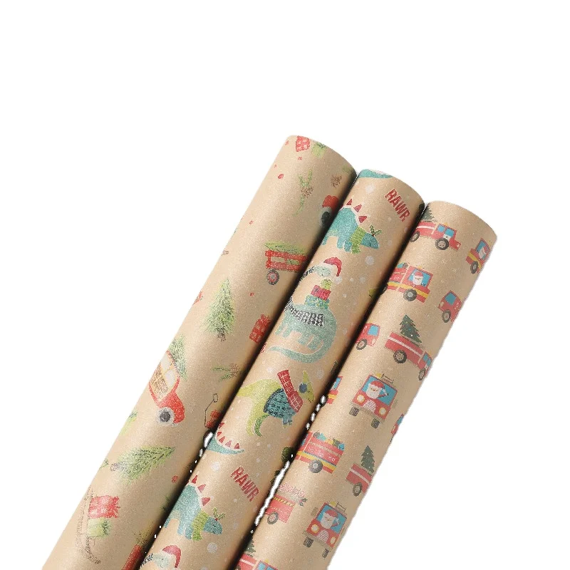 
Hotsale 80gsm kraftpaper artpaper CMYK printing for kids Christmas gift wrapping paper for jumbo roll 