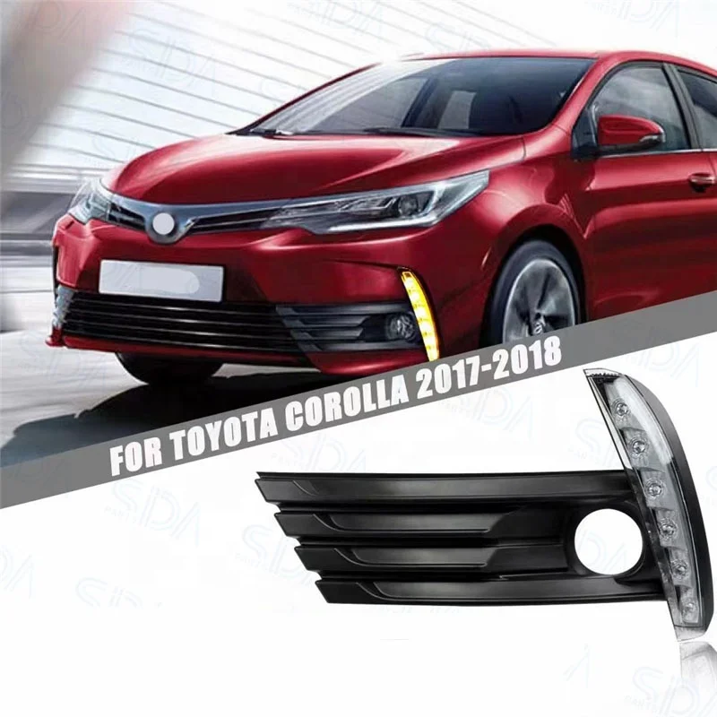 FORSIDA  FOR TOYOTA COROLLA 2017-2018 LED Light Bar DRL Daylight Day Time Running Light Fog Lamp Cover w/Wiring