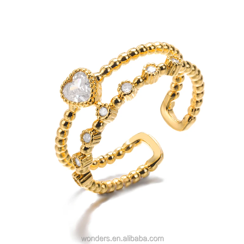 Cute Crown Heart Irregular Heart Ring Ice Out CZ Brand Heart Wedding Rings For Women 18K Gold Plated Ring Jewellery