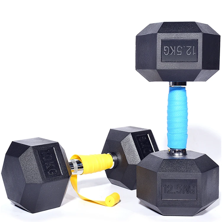 
Fitness Equipment Round Head Rubber Dumbbell Hex Coated Dumbbell Dumbbell Centralized 