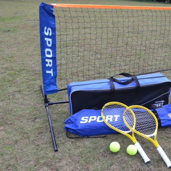 Portable Badminton / tennis racket net set with Steel post / PE net packed in a carry bag